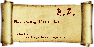 Macskásy Piroska névjegykártya